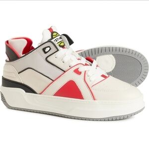 Authentic NIB Brand New Just Dons Mens White/Black/Red Courtside MID Sneakers